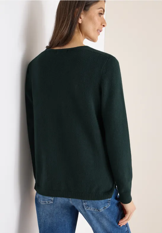 Kuscheliger V-Ausschnitt Pullover aus Baumwollmischung