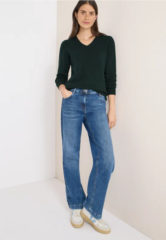 Kuscheliger V-Ausschnitt Pullover aus Baumwollmischung