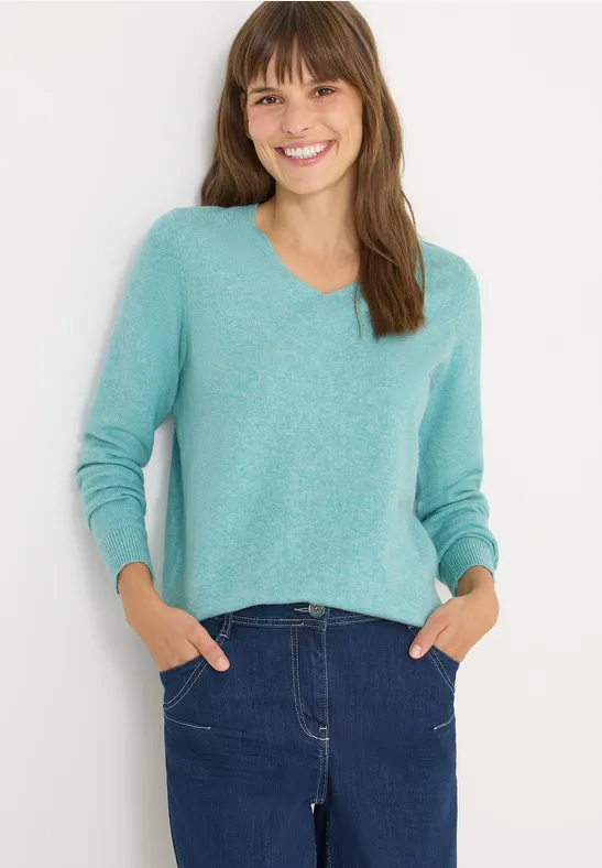 Kuscheliger V-Ausschnitt Pullover aus Baumwollmischung