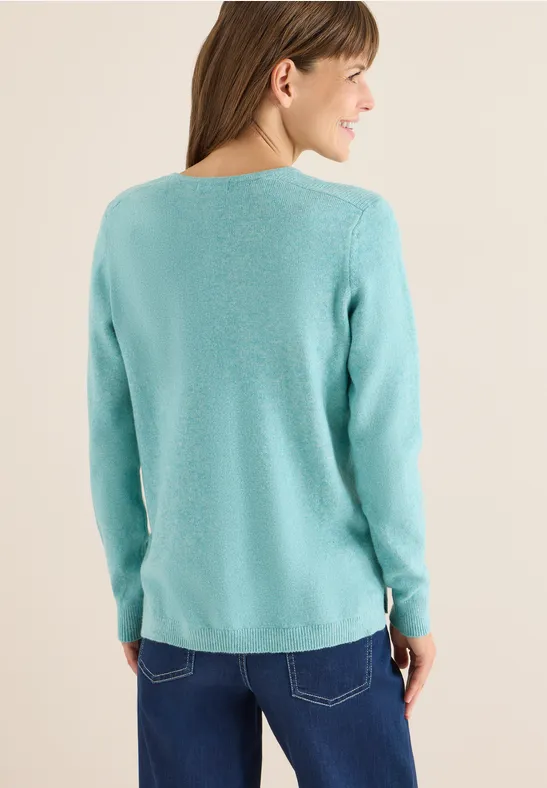 Kuscheliger V-Ausschnitt Pullover aus Baumwollmischung