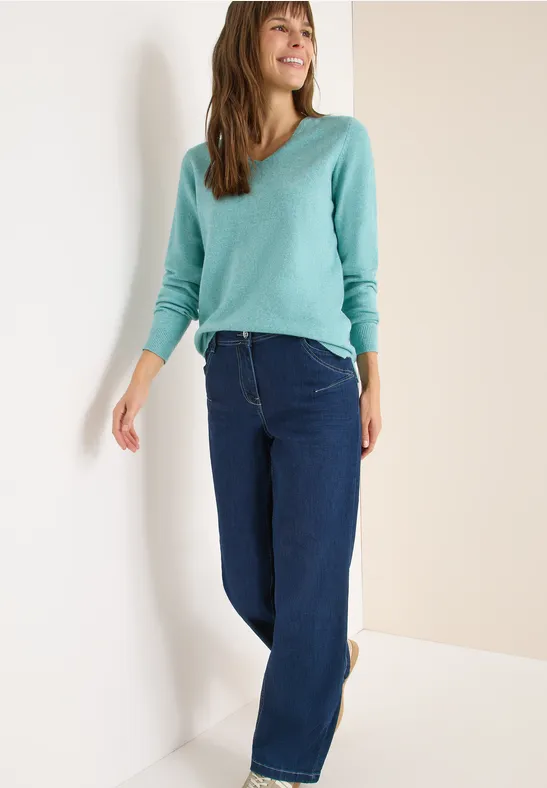 Kuscheliger V-Ausschnitt Pullover aus Baumwollmischung