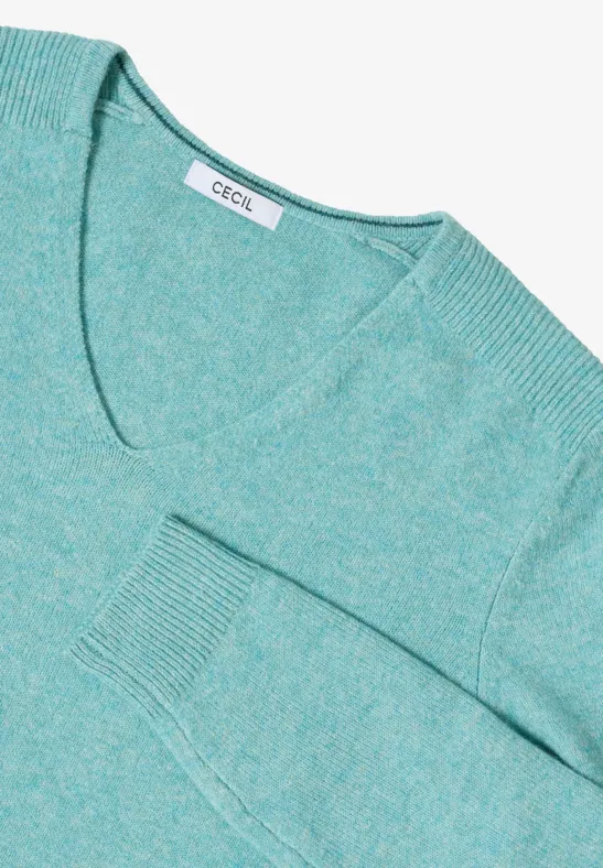 Kuscheliger V-Ausschnitt Pullover aus Baumwollmischung
