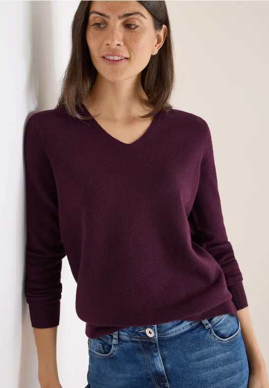 Bequemer V-Ausschnitt Strickpullover