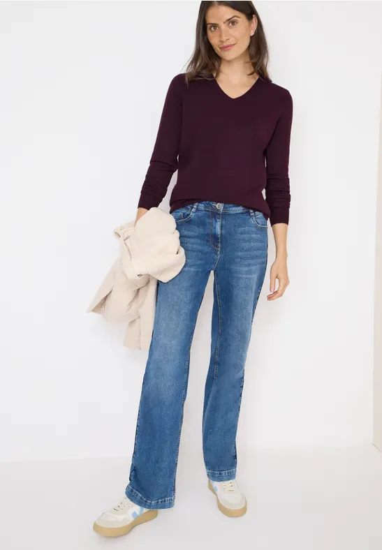 Bequemer V-Ausschnitt Strickpullover