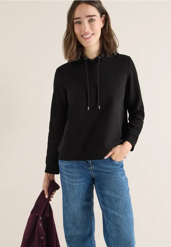 Damen Lässiges Schwarzes Kapuzen-Sweatshirt