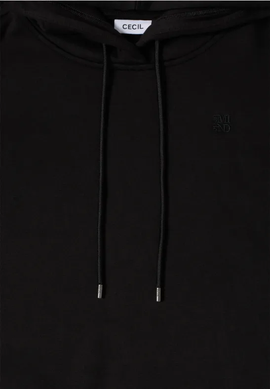 Damen Lässiges Schwarzes Kapuzen-Sweatshirt