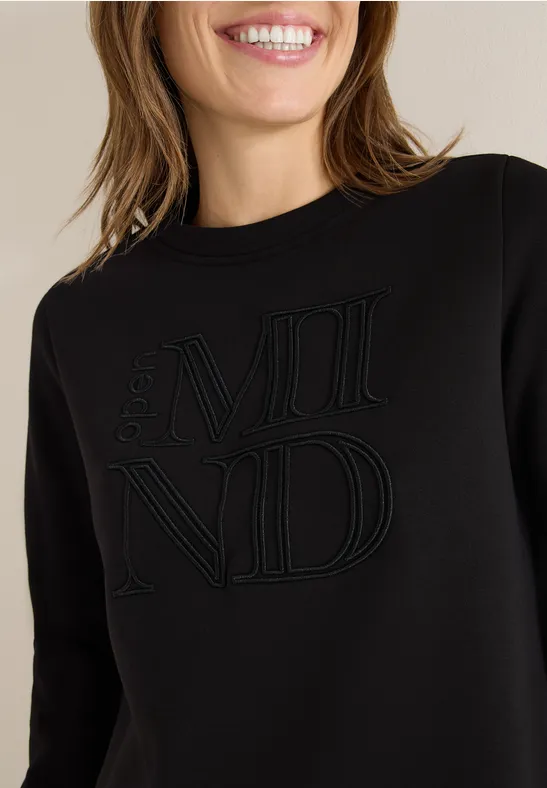Lässiges schwarzes Sweatshirt mit Stickerei