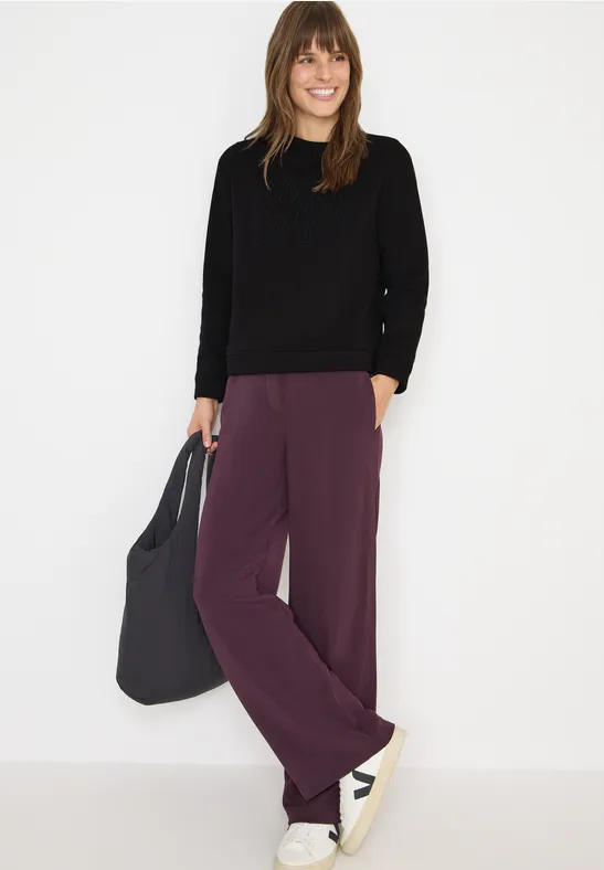 Lässiges schwarzes Sweatshirt mit Stickerei