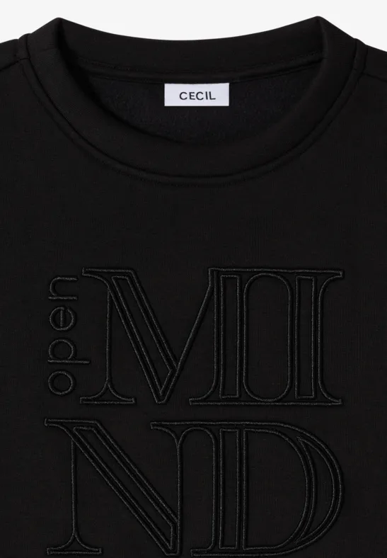 Lässiges schwarzes Sweatshirt mit Stickerei