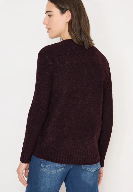 Bouclé Strick V-Ausschnitt Pullover