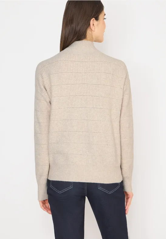 Strukturierter Strickpullover mit Stehkragen