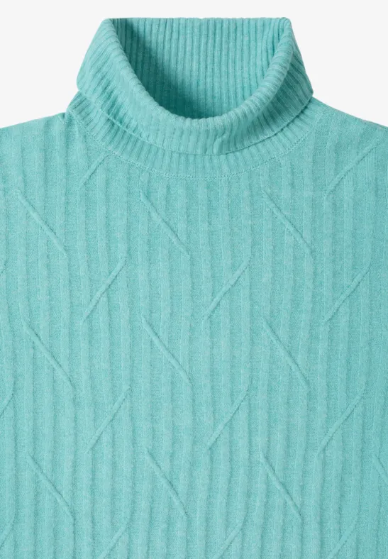 Damen Rollkragen Strickpullover mit Strukturmuster