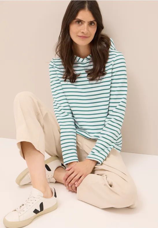 Gestreiftes Langarm-Hoodie-Sweatshirt
