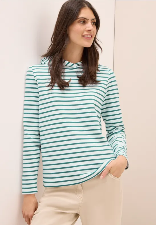 Gestreiftes Langarm-Hoodie-Sweatshirt