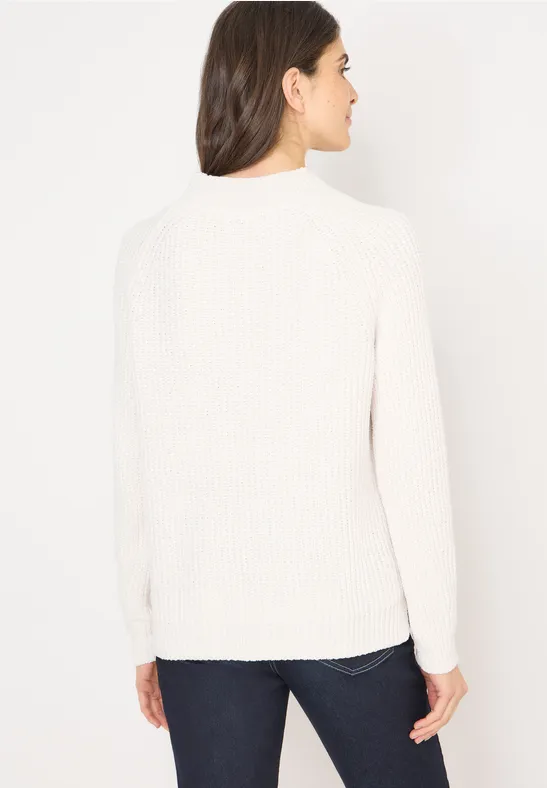 Damen Cremefarbener Chenille Rollkragenpullover