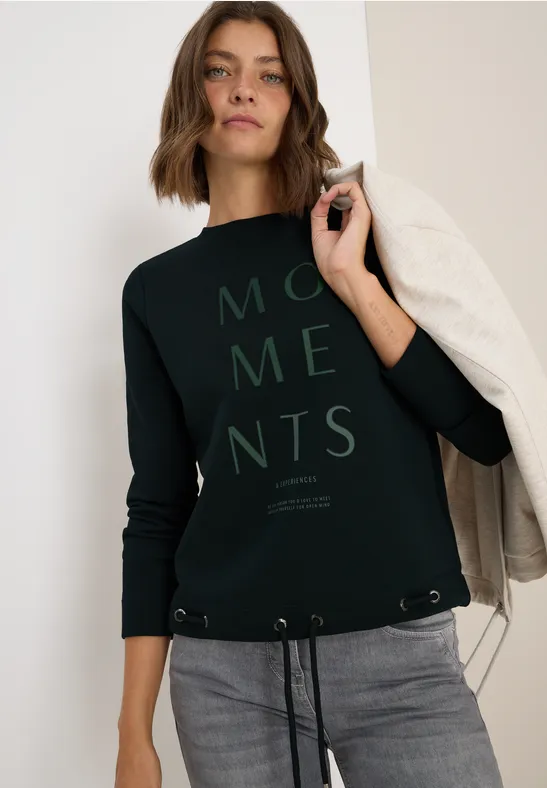 Dunkelgrünes Langarm-Sweatshirt