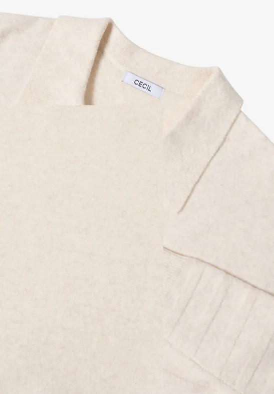 Damen Strickoberteil mit Struktur und Polokragen