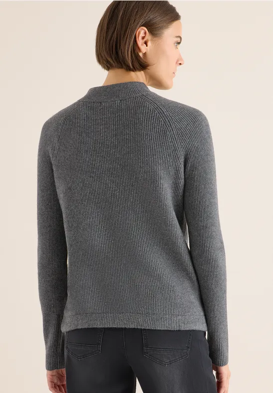 Damen Strukturpullover mit Reißverschluss