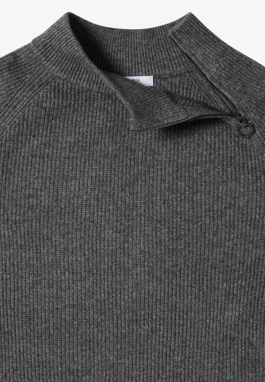 Damen Strukturpullover mit Reißverschluss