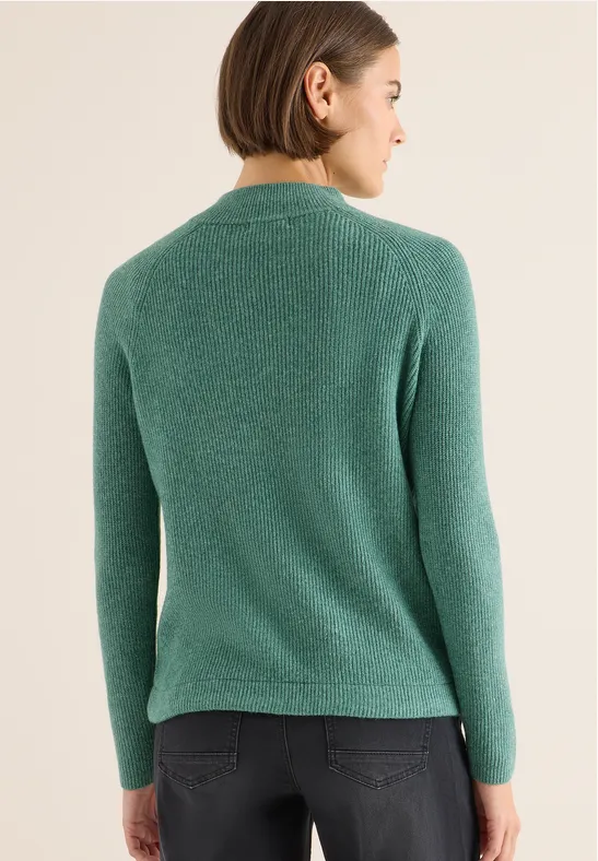 Strickpullover mit Reißverschluss-Rollkragen