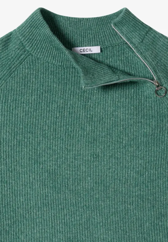 Strickpullover mit Reißverschluss-Rollkragen