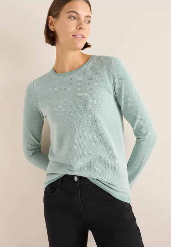 Zweifarbiger Strickpullover mit Strukturmuster