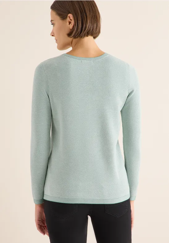 Zweifarbiger Strickpullover mit Strukturmuster