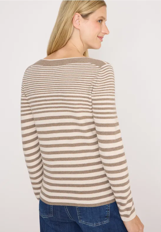 Gestreifter Strickpullover aus Baumwollmischung