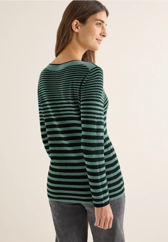 Gestreifter Baumwoll-Strickpullover