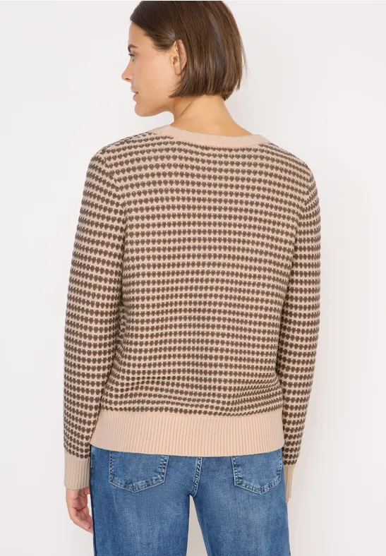 Gemusterter zweifarbiger Strickpullover