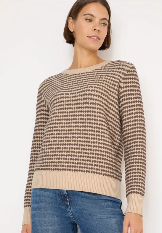 Gemusterter zweifarbiger Strickpullover
