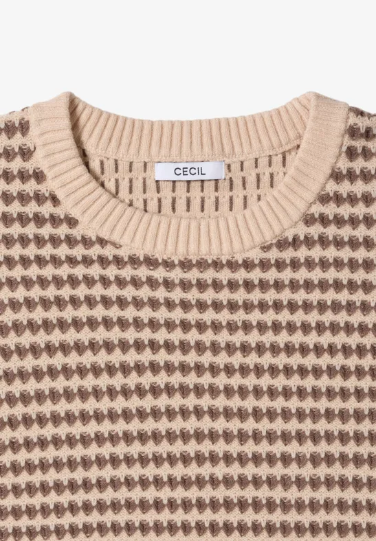 Gemusterter zweifarbiger Strickpullover