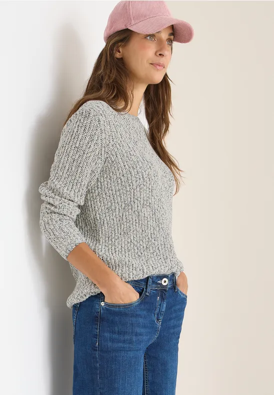 Strukturierter Strickpullover mit Rundhalsausschnitt