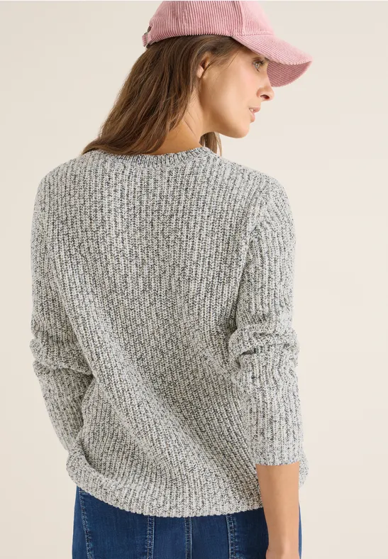 Strukturierter Strickpullover mit Rundhalsausschnitt