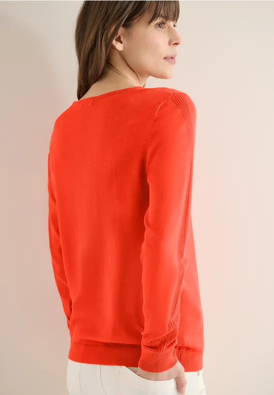 Bequemer V-Ausschnitt Baumwoll Strickpullover
