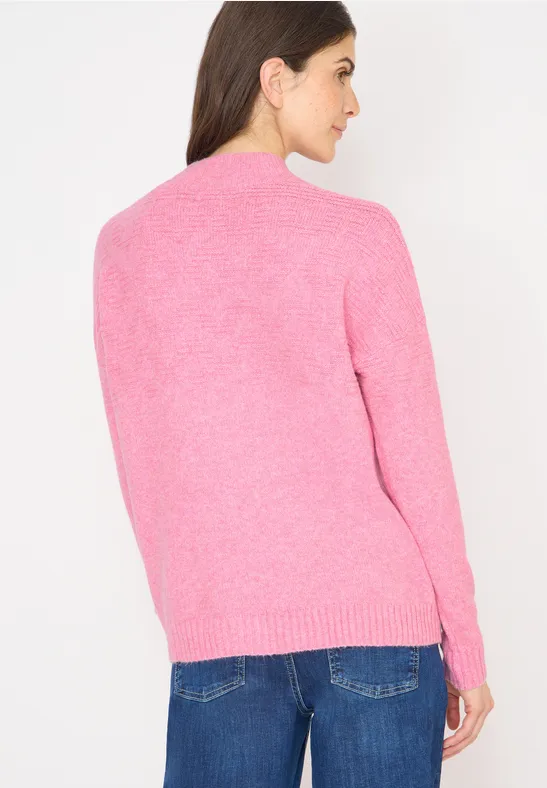 Jacquard Strickpullover mit Stehkragen