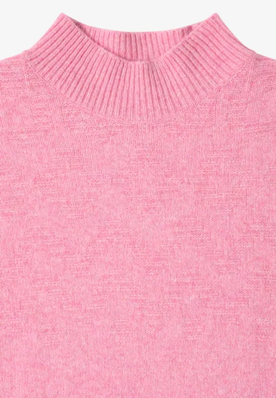Jacquard Strickpullover mit Stehkragen