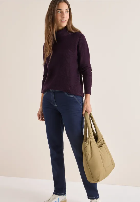 Strukturierter Rollkragen Strickpullover