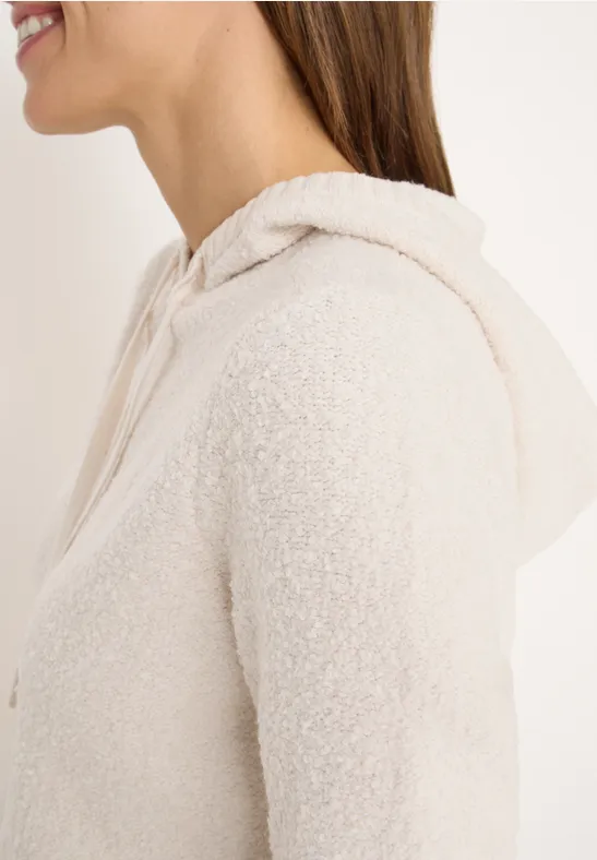 Bouclé Strick-Hoodie mit Kordelzug