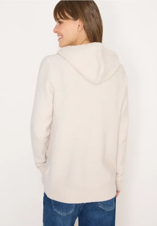Bouclé Strick-Hoodie mit Kordelzug