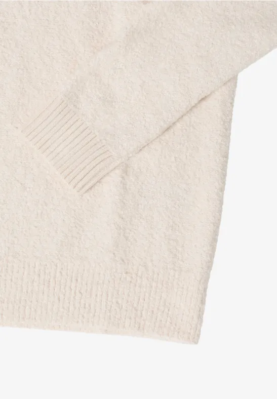 Bouclé Strick-Hoodie mit Kordelzug