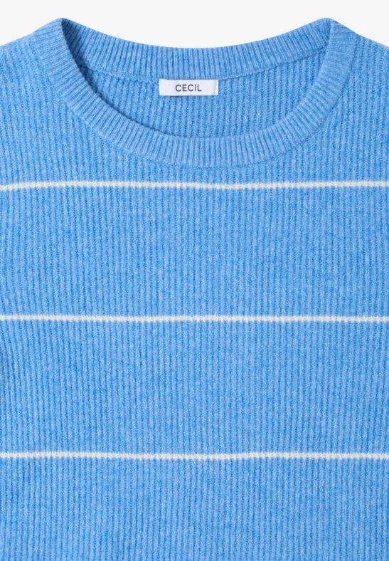 Gestreifter Baumwoll-Pullover mit Rundhalsausschnitt
