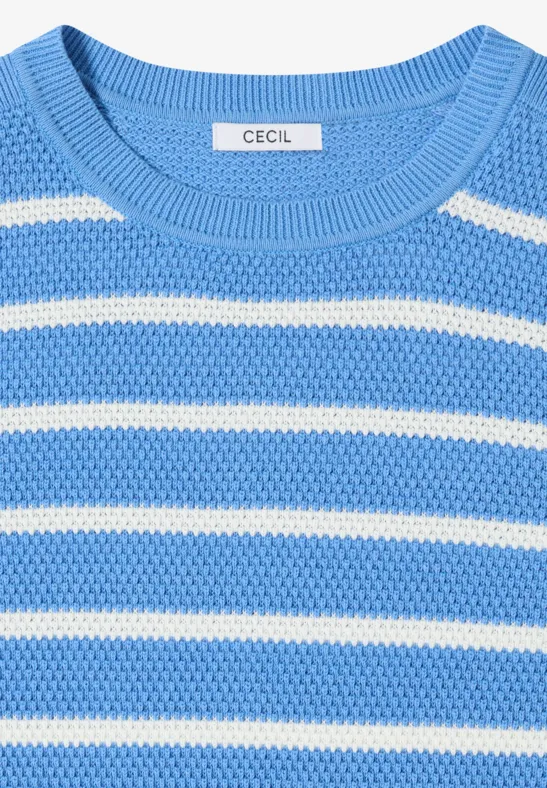 Gestreifter Baumwoll-Pullover mit Rundhalsausschnitt