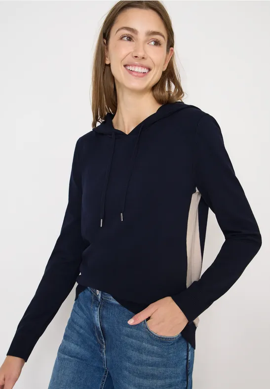 Feinstrick Colorblock Hoodie Sweater