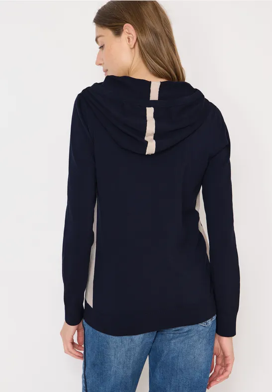 Feinstrick Colorblock Hoodie Sweater