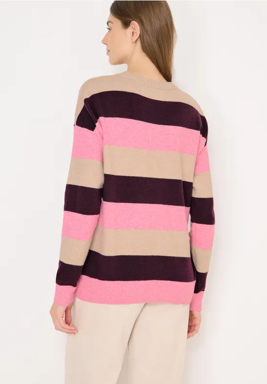 Gestreifter Strickpullover mit Rundhalsausschnitt