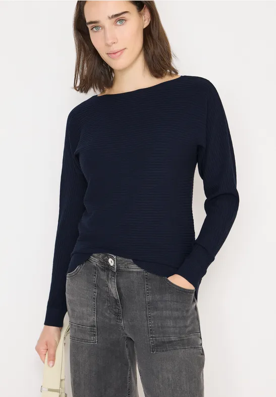 Dolman-Pullover mit Rippstruktur-Mix