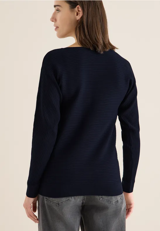 Dolman-Pullover mit Rippstruktur-Mix