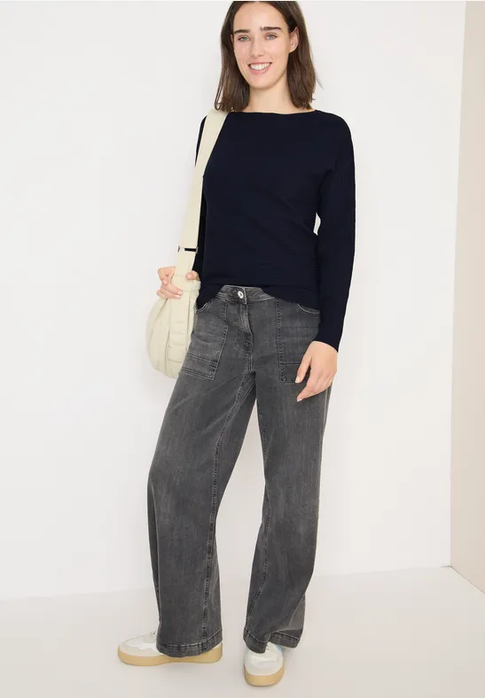Dolman-Pullover mit Rippstruktur-Mix