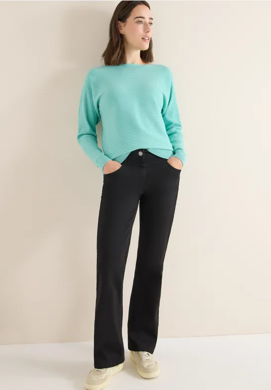 Dolman-Pullover mit Rippstruktur-Mix